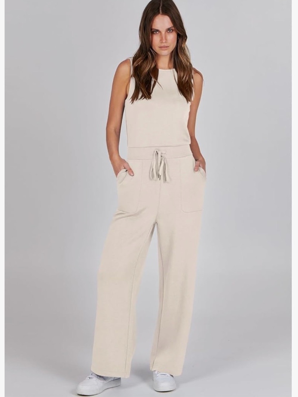 Caracilia Sleeveless Wide-Leg Jumpsuit in Light Beige XXL NWT - Picture 2 of 13